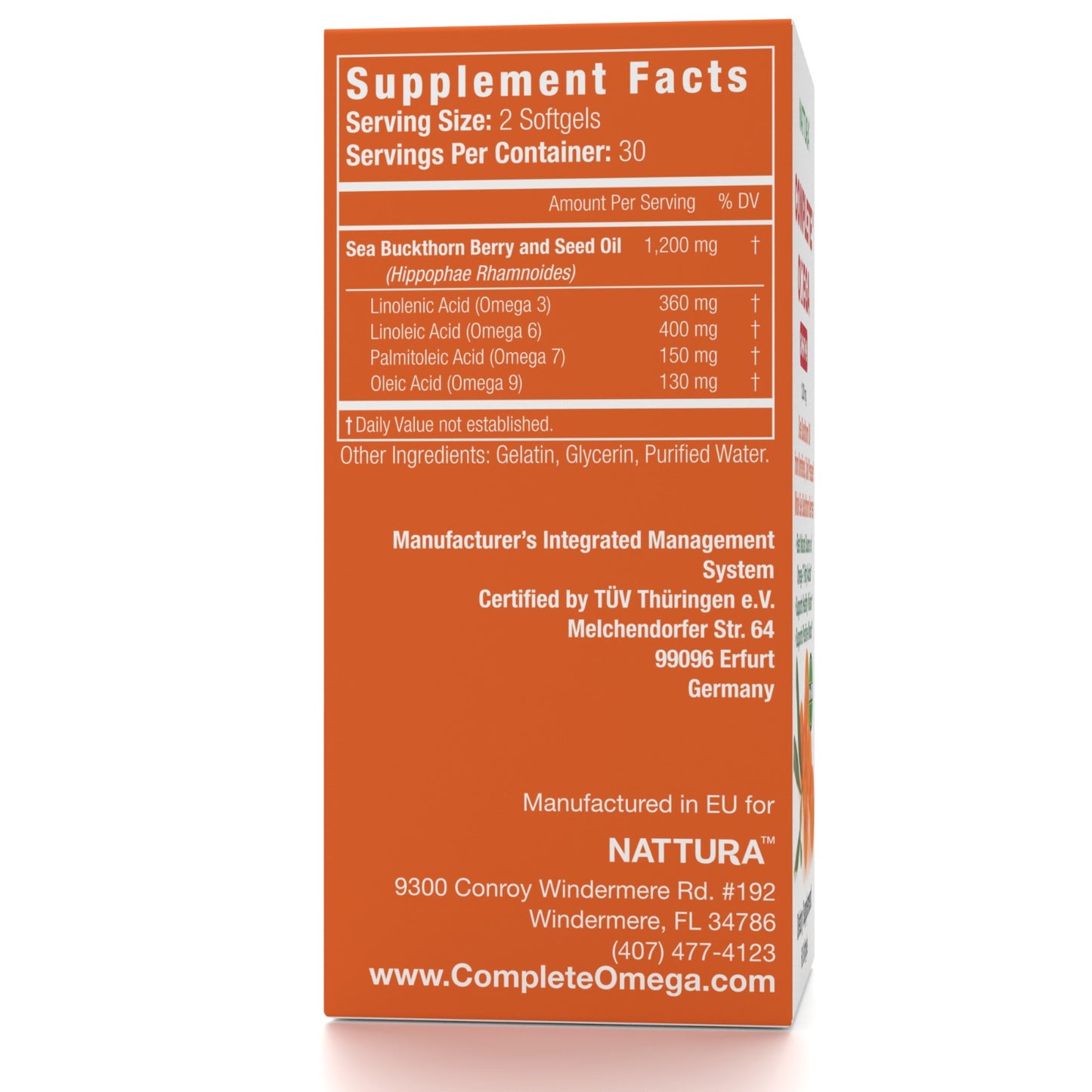 COMPLETE OMEGA 3-6-7-9* Pure Sea Buckthorn Oil Capsules, Kosher Certified 1200mg – 60 Softgels