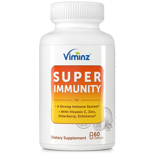 SUPER IMMUNITY - Strong Immune System - Vitamin C, Zinc, Elderberry, Echinacea* 60 Capsules